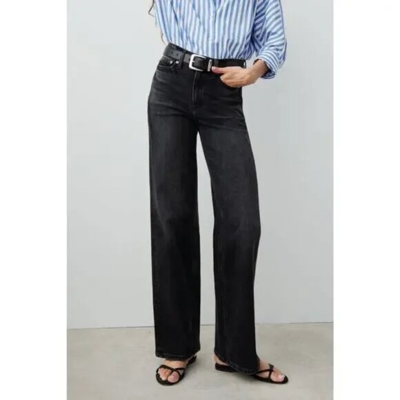 AYR Secret Sauce Wide Leg Jeans Size 27 Short Black Date Night Wash High Rise - Picture 3 of 11